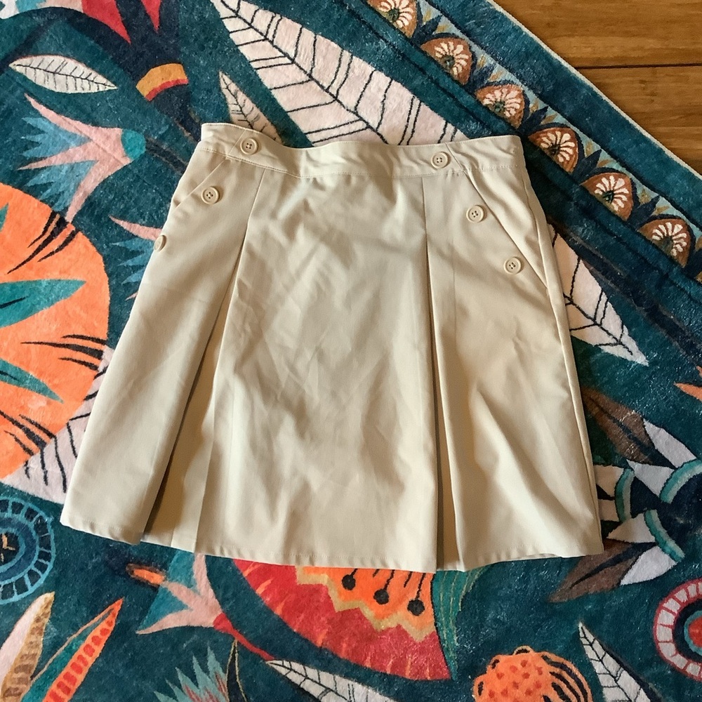 Nautica Beige Pleated Skort with‎ Button Accents